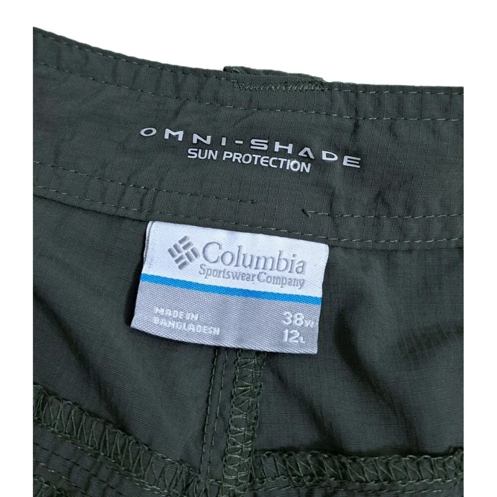 Columbia Cargo Shorts Men's 38 Silver Ridge Hiking Trail Green Nylon Fishing - Picture 3 of 9